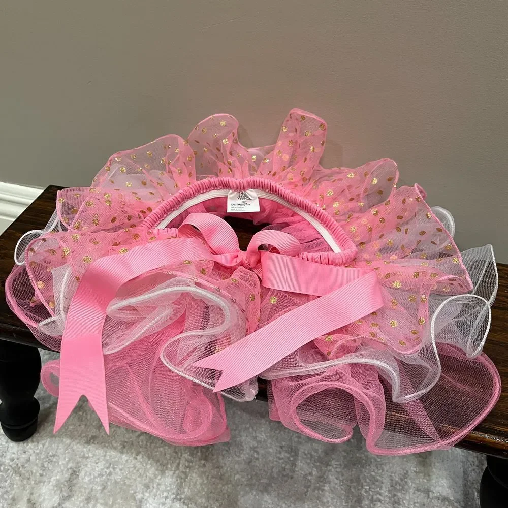 Pink Gold Polka Dot Tulle Tutu Skirt Ballet‎ Dance Girls Princess Party 12M